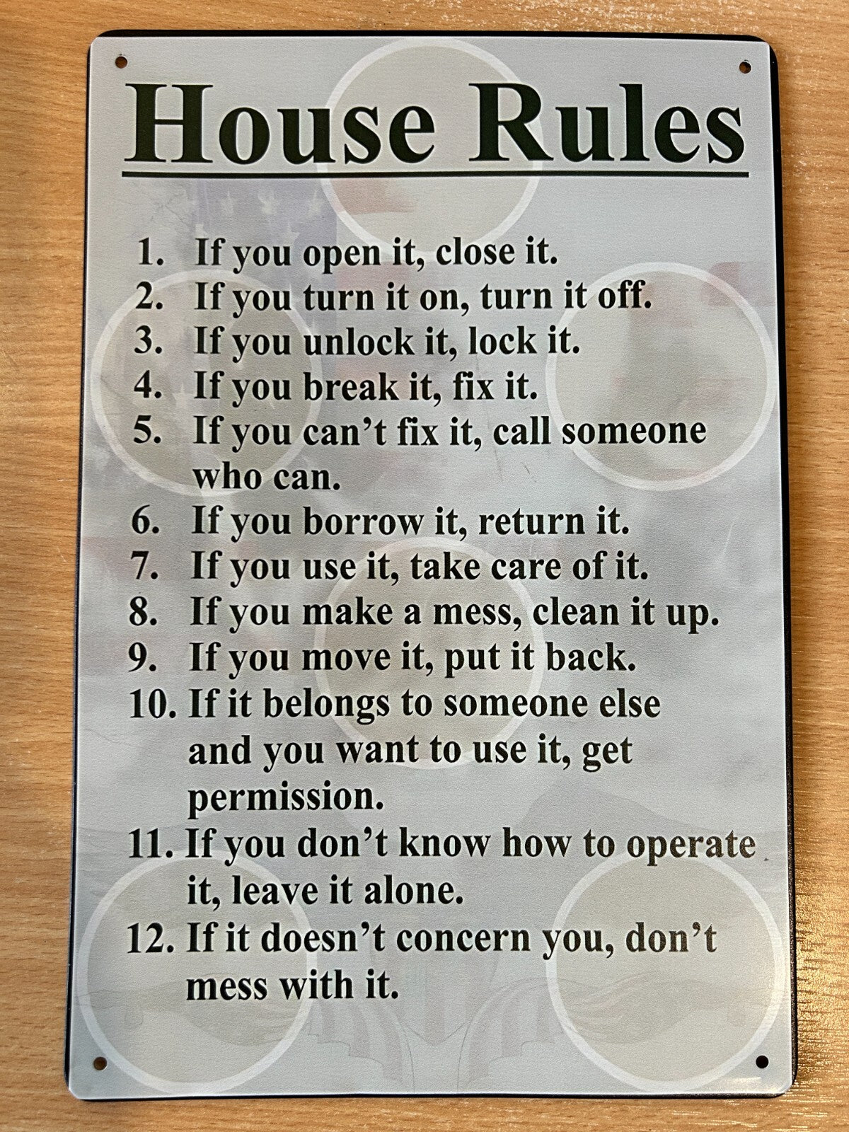 House Rules Metal Sign 30cm x 20cm - 2 Designs