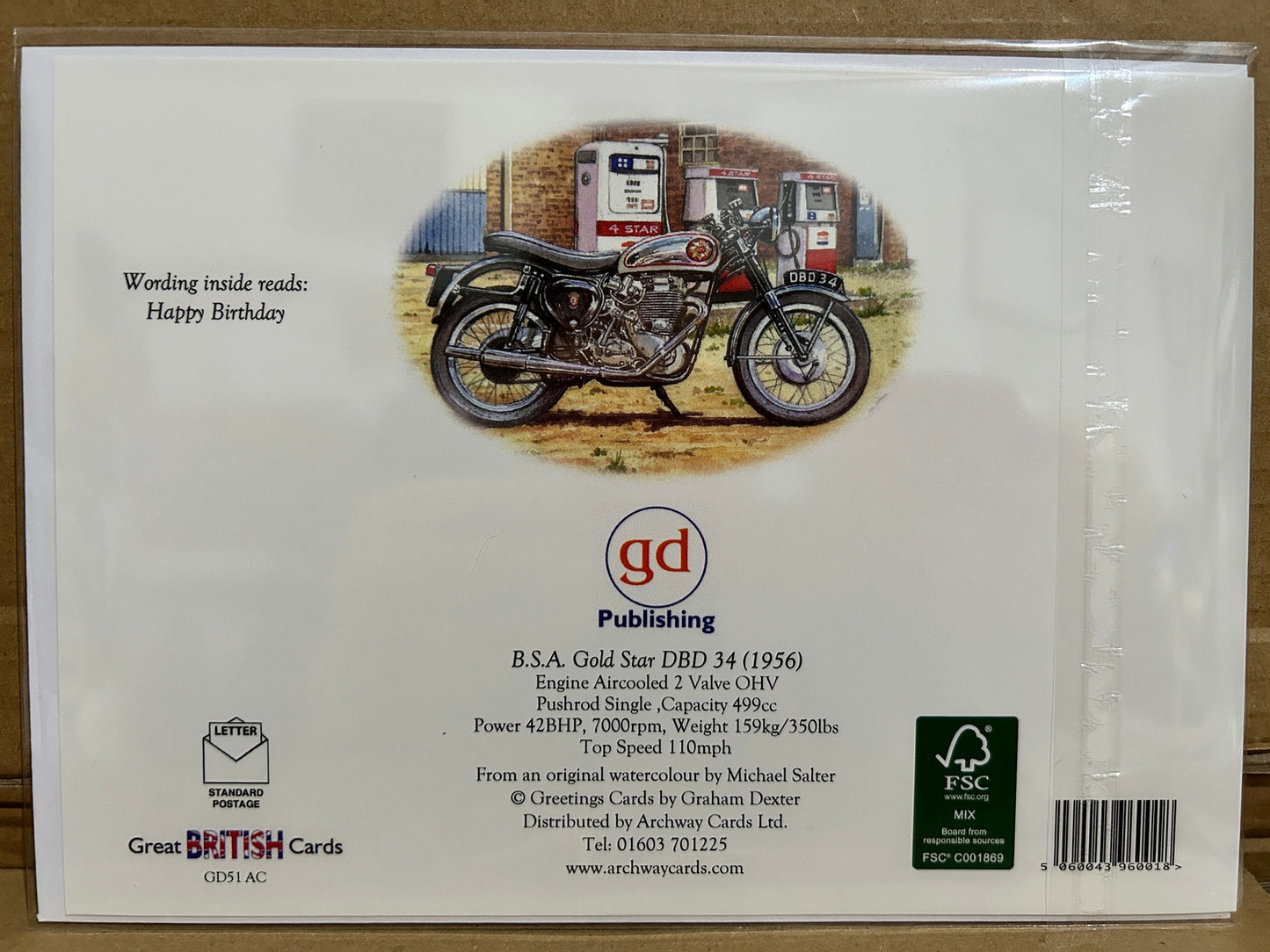 B.S.A Gold Star Birthday Card (Greeting Card)