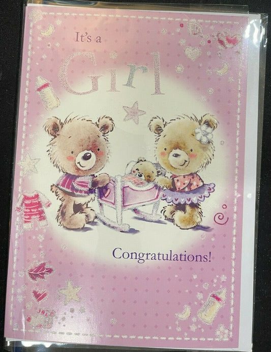It's a Girl Congratulations! (New Baby Greeting Card)