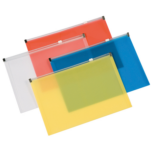 Q-Connect Document Zip Wallet A4 Assorted Pack of 20 KF16552