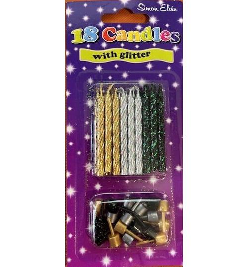 18 Candles with Glitter (Gold, Silver, Black) | Birthday Celebrations