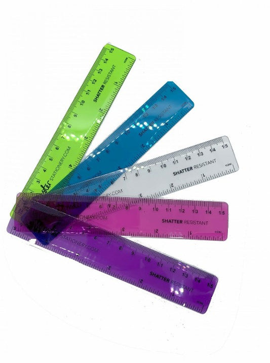 15cm Shatter Resistant Ruler 5 Colours available